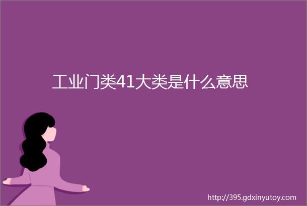 工业门类41大类是什么意思